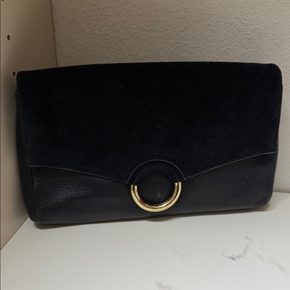 Vince Camuto Black Clutch with Gold Ring